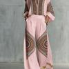 1116 New European and American Style Fashion Luxury Black Gold Baroque Print Nine-quarter Sleeve Wide-leg Pants Set Women's Two-piece Set