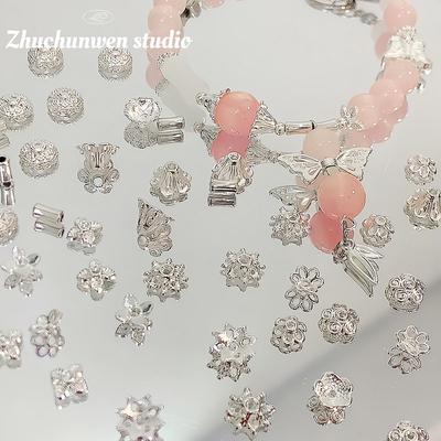 Alloy Silver-Plated DIY Jewelry Spacer Beads & Flower Holders Necklace/Bracelet Kit