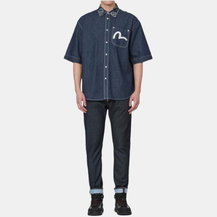 Evisu Patchwork Floral Short Sleeve Shirt Men shirts 2ESHTM2SS268OSDN