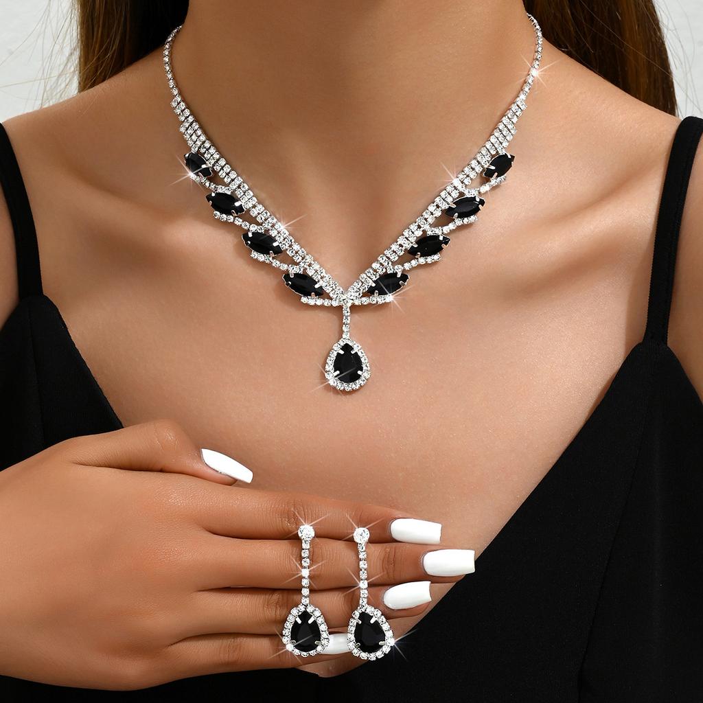Jewelry, Luxury Sparkling Diamond Super Beauty Necklace Earrings Jewelry Two-Piece Set