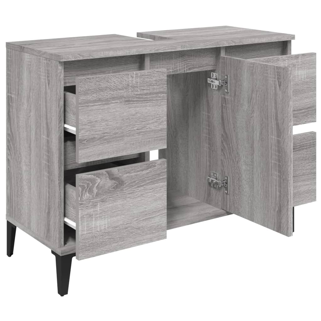 Bathroom Vanity Unit Grey Sonoma 80 X 33 X 60 Cm Particleboard