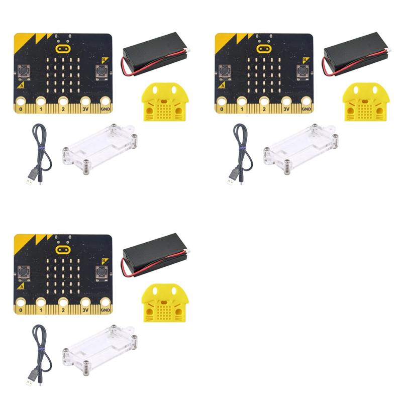 

ABUO-3X BBC Microbit Go Стартовий набір Мікро:Плата розробки для програмування Bit BBC з захисним корпусом для DIY проєктів чорний