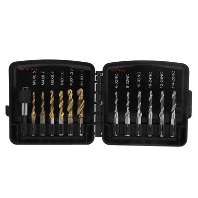 Combined Tap Drill Bit Set HSS Metric Ti Plated US System Pure Fast Change Adapter 14in