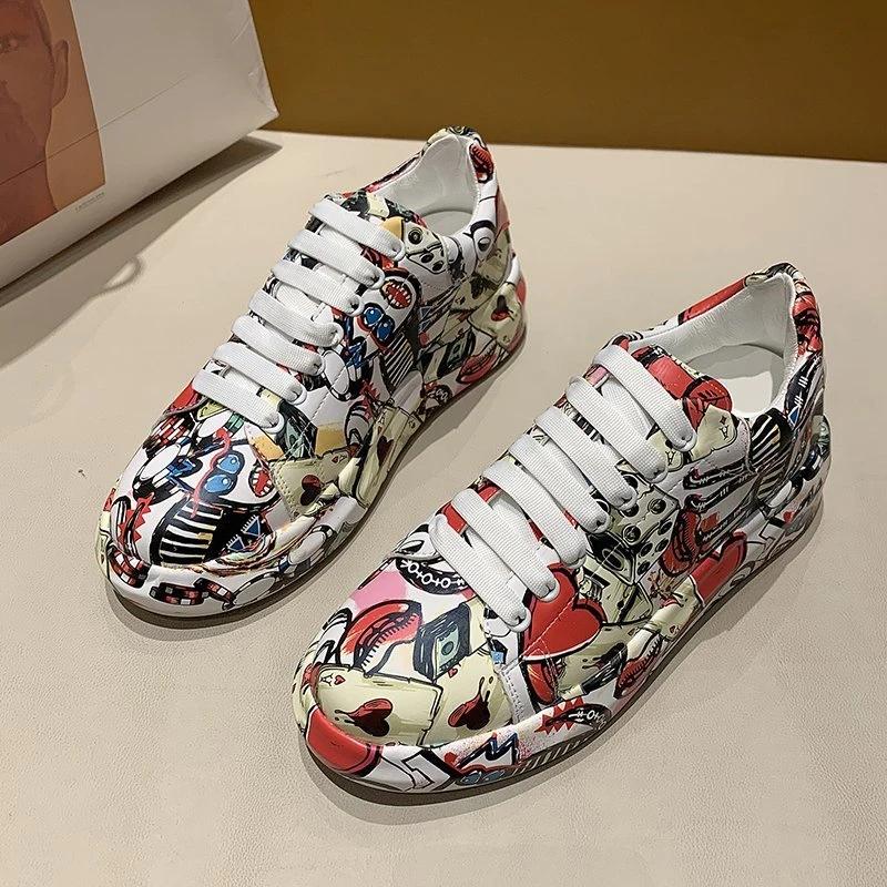 New Women Vulcanized Shoes Platform Sneakers Graffiti Board Shoes Girls Casual Sneaker Female Outdoor Sport Shoes Women's Board