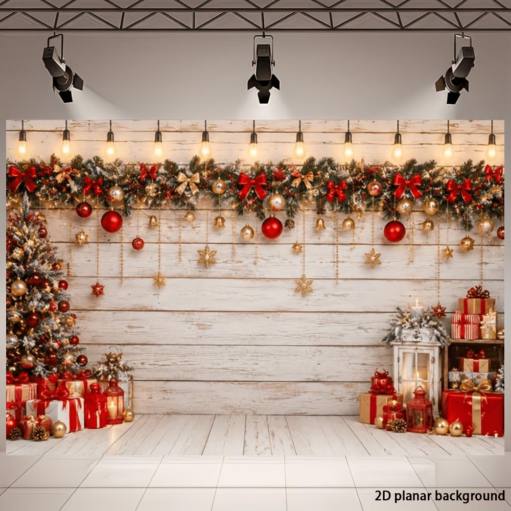 One 2D flat Christmas-themed banner background featuring distressed light wood color.zyc