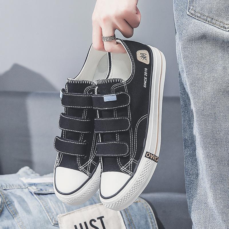 Canvas shoes low top 22 new spring cloth shoes Hong Kong style student flat buckle tide A11
