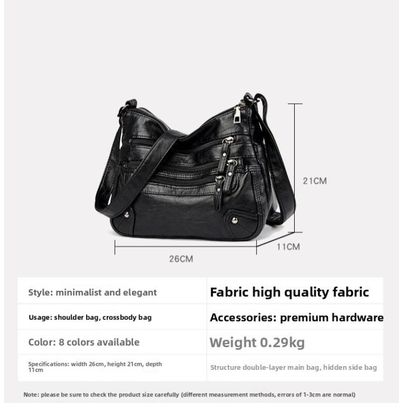 Shoulder bag women's foreign trade new fashion versatile double-layer messenger bag Korean version large-capacity washed leather small bag
