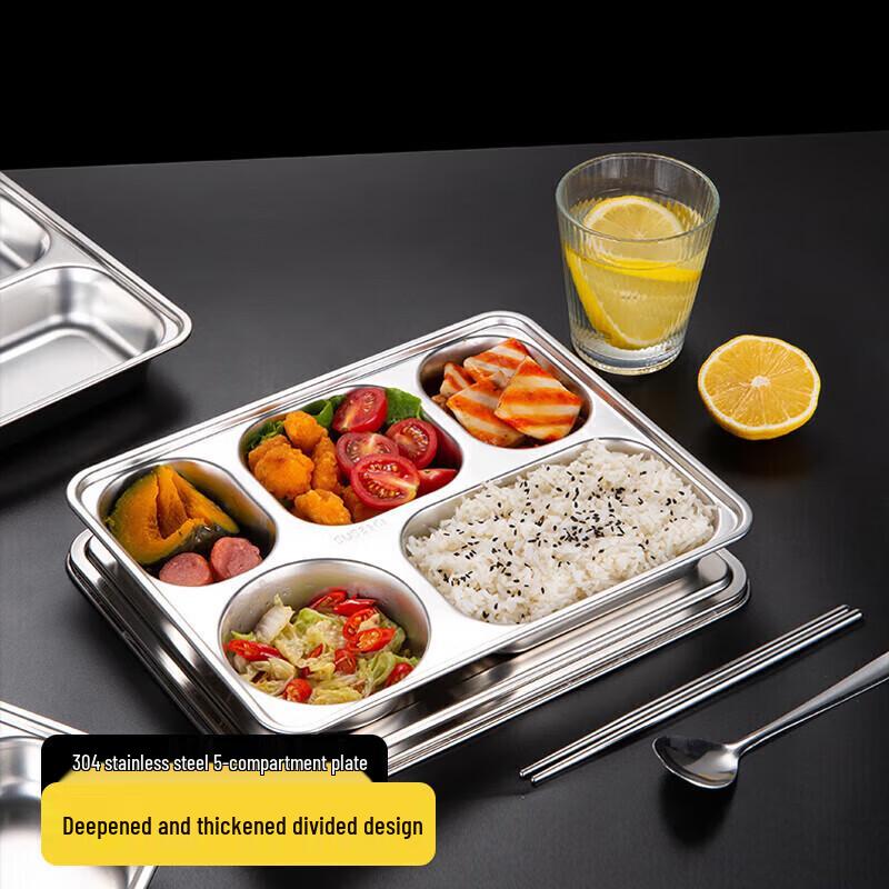 NHZHIW 5-Compartment 304 Stainless Steel Lunch Tray