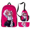 Classic Novelty Peculiar Cool Ironmouse Anime 3D Print 3pcs/Set pupil School Bags Travel Laptop Backpack Chest Bag Pencil Case