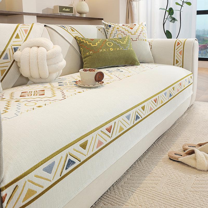 Premium Sense Medieval Sofa Cushion New Four-Season Universal Light Luxury Seat Cushion Fixed Non-Slip Cover Cover Cloth