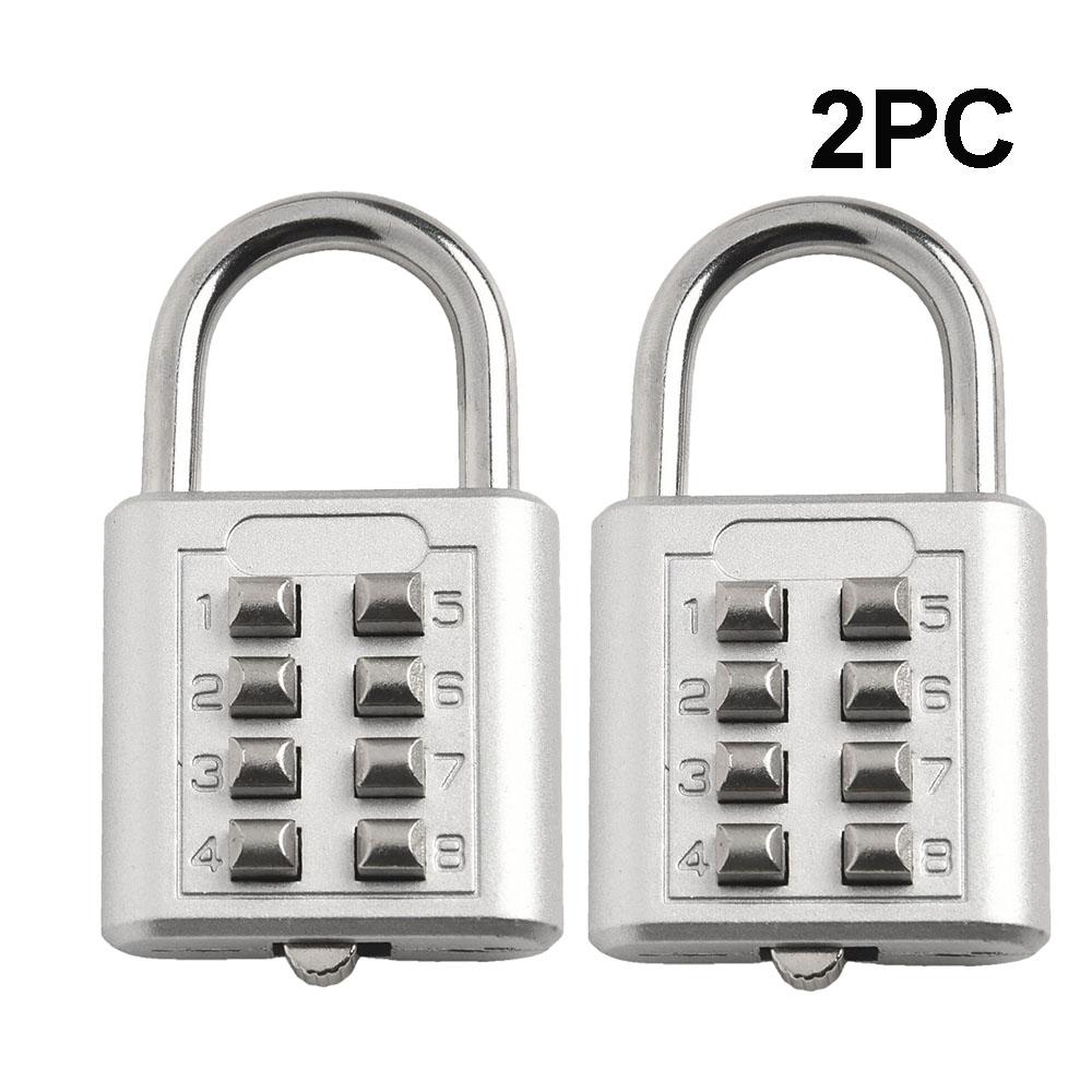 8 Digit Combination Outdoor Padlock Waterproof Zinc Alloy Smart Lock with Key for Travel Luggage Storage Anti-Theft