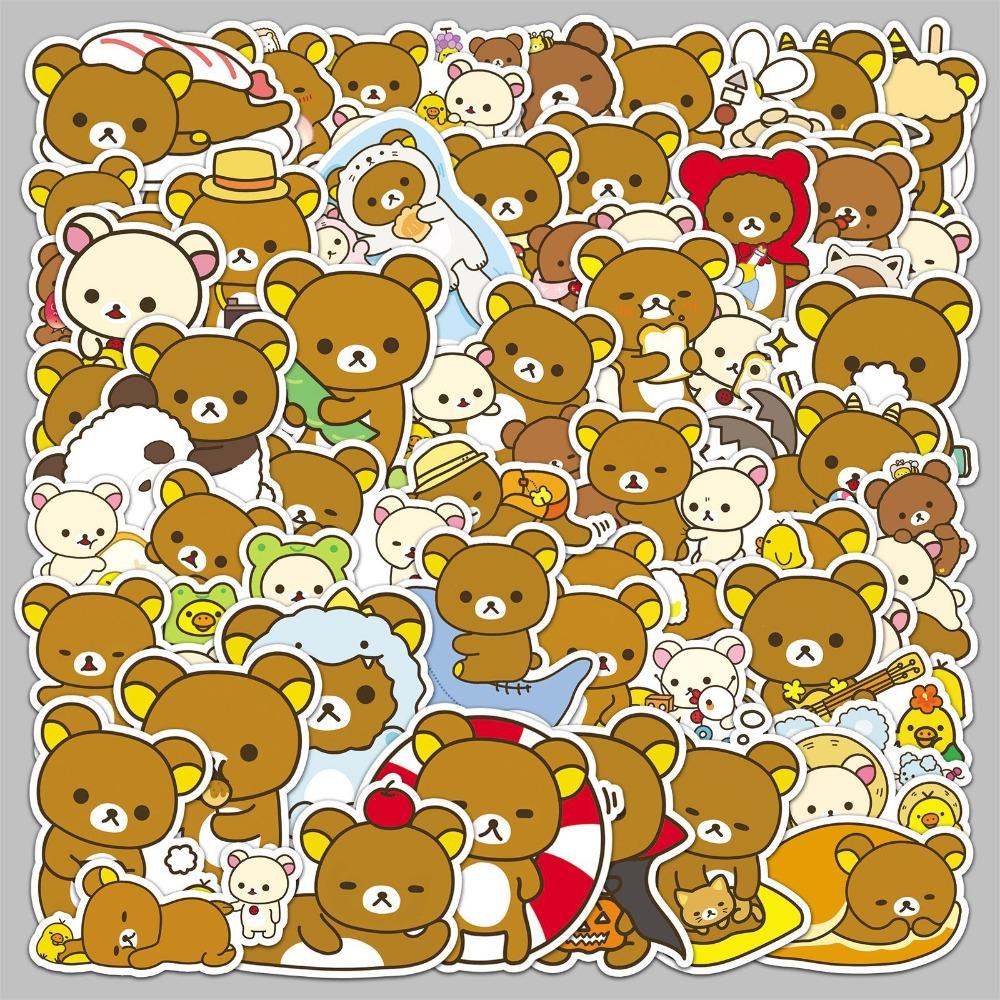 50pcs Cute Rilakkuma Cartoon Graffiti Stickers Suitcase Stationery Laptop Computer Guitar Cell Phone DIY Decorate Decals