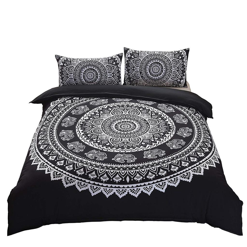 Mandala Purple Galaxy Duvet Cover Boho Chic Petal Flower Bohemian Meditation Gypsy Hippie Floral Exotic Retro Decor Women Gifts