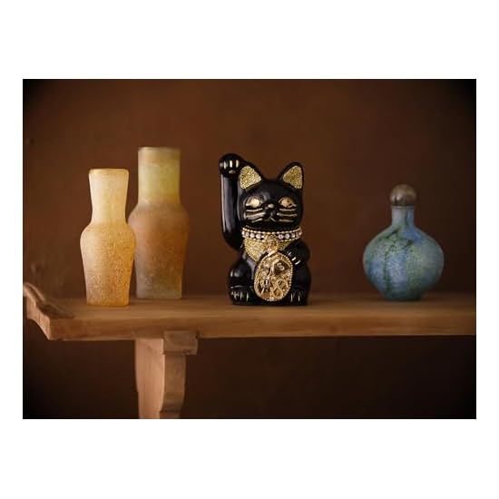 Goen-Neko Millionaire Cat (S-SIZE Black) Right Paw Raised / Ceramic_lucky cat Maneki-neko Beckoning