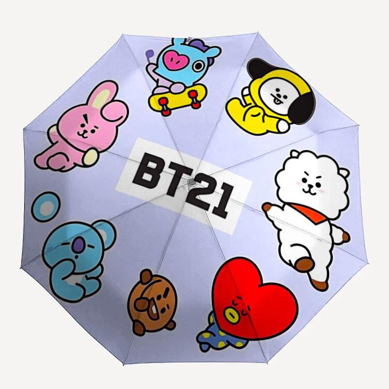 

1pc BT21 Character Automatic Umbrella Durable Iron Frame & Plastic Handle, Gift for Men & Women, Sturdy Construction yy250902022