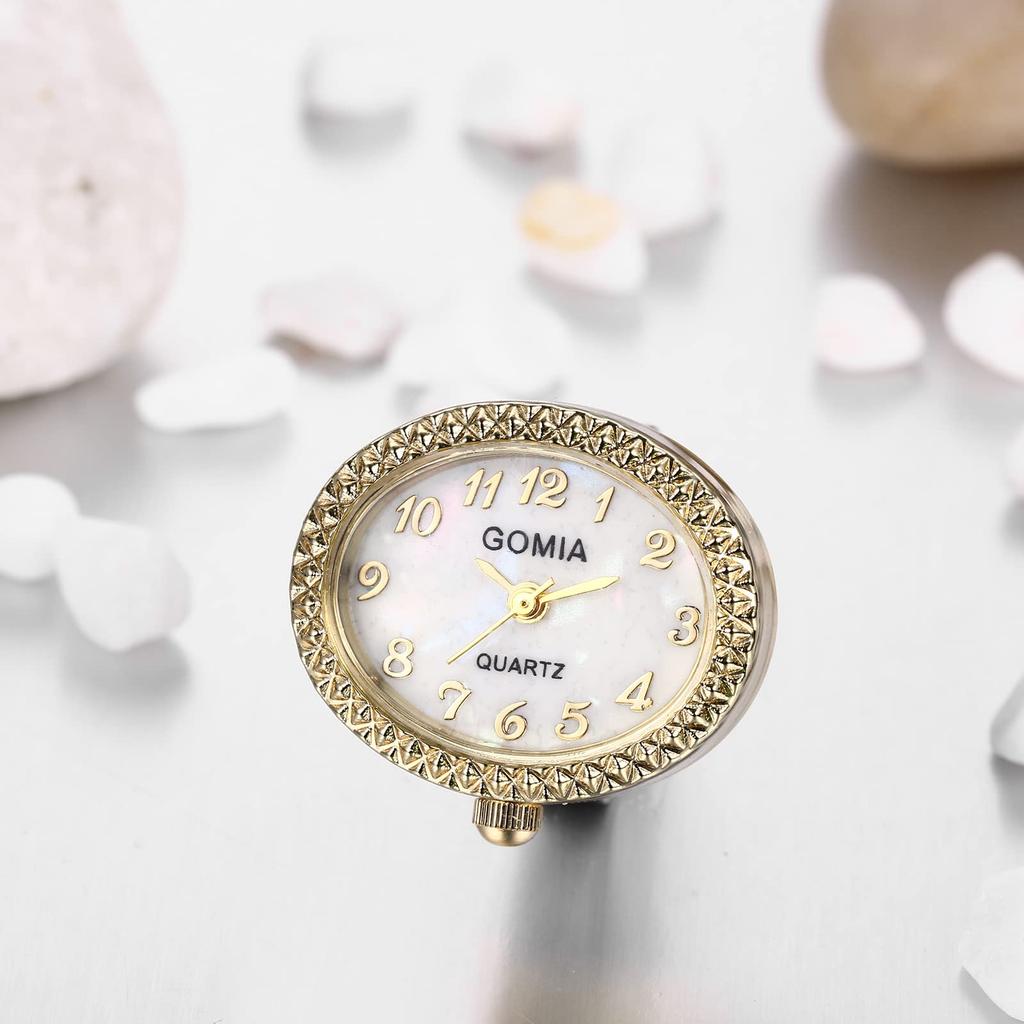 Women's Ring Watch, Free Size, Waterproof, Analog, Numeral, Stylish, Gold, Fashion Accessory