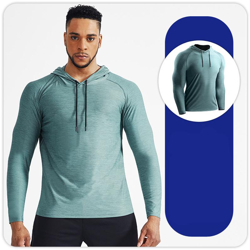 

Чоловіча спортивна футболка з капюшоном та довгим рукавом, спортивні компресійні джерсі, швидковисихаюча футболка, тренувальна блуза, фітнес-топи XL