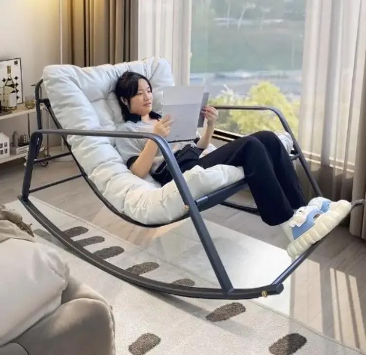 Adjustable Double Rocking Chair for Adults Leisure Chaise Lounge for Balcony and Home Large Folding Rocking Chair