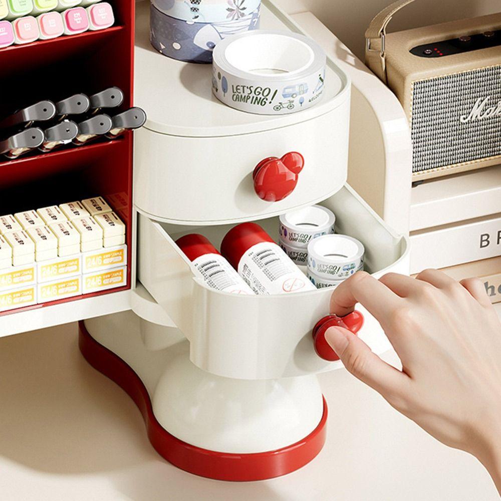 With Drawer Desktop Storage Rack Multi Functional Desktop Organizer Desk Shelf  Desktop Use