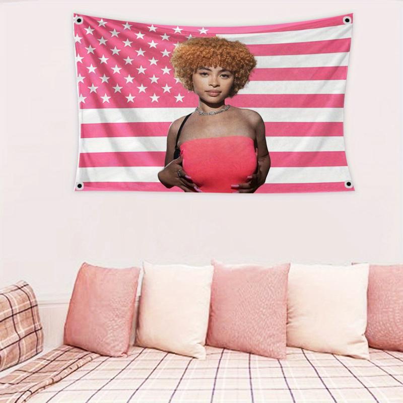VIKAMA Ice Spice American Flag Tapestry American Rap Female Singer Trendy Hip Hop Living Room Decoration Home Decoration