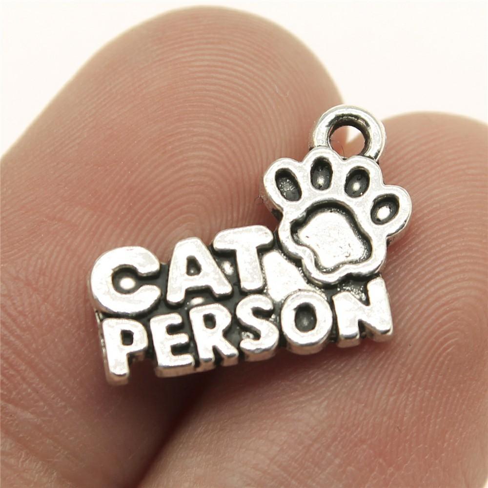 10pcs Charms Cat Antique Silver Color Cute Cat Pendant Charms Kawaii Cat Charms For Jewelry Making