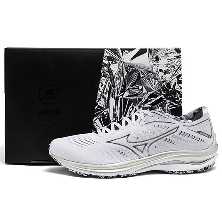 Mizuno Wave Rider 25 Sports Casual Fabric Synthetic Leather Non-Slip Wear-Resistant Breathable Low-Top Running Shoes Unisex Sneakers J1GC217493(S-BOX)