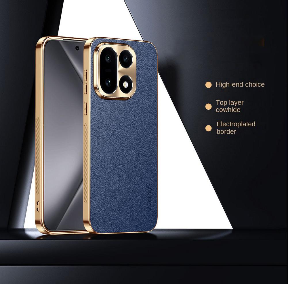 

First Layer of Cowhide Lychee Texture Electroplated Frame Case For OnePlus 15 13R 13 12R 1 + Nord ce 5 Ace 5 Pro 3 Protect Cover OnePlus 15