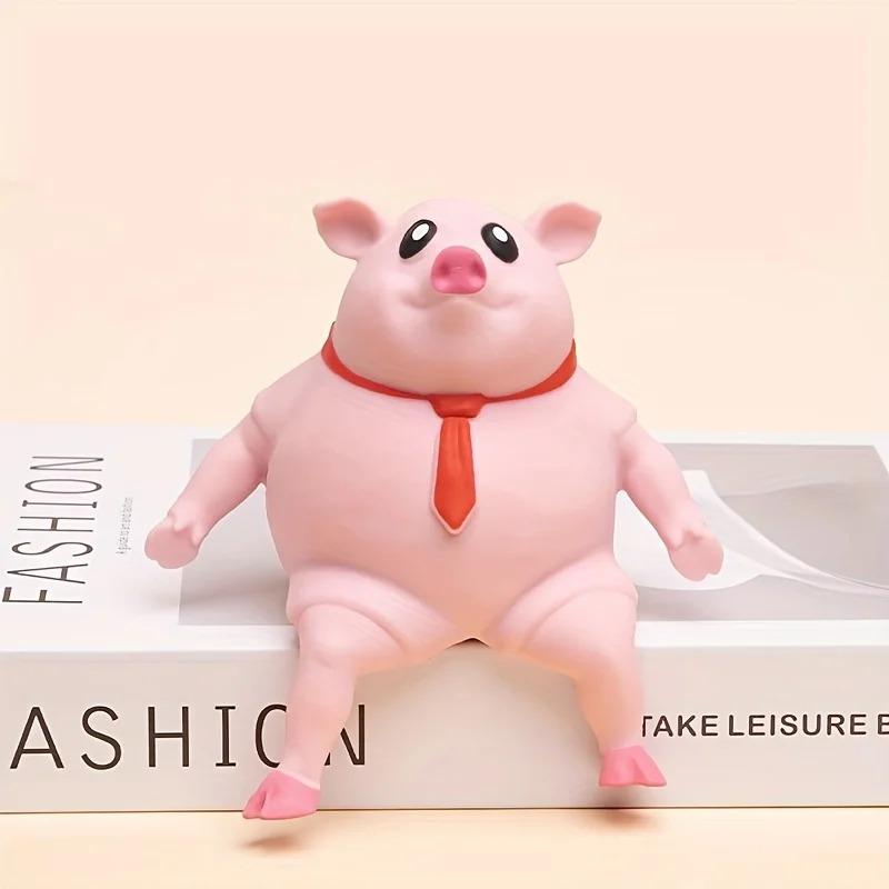 Squeeze Piggy Toy, Pink Pig Squishy Toy, Cute Pig Sensory Stress Toy, Funny Stretch Animal Stress Relief Pink Pig Toy for Kids and Adults