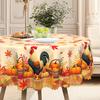 1 Piece Thanksgiving Tablecloth, Rooster Pumpkin Maple Leaf Design, Suitable For Round And Long Tables In Autumn