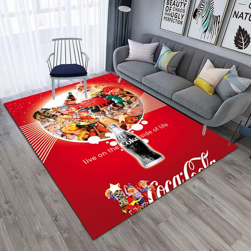 Christmas Gift Halloween Themed Cola Beverage Coca Cola Carpet Is Suitable for Living Room and Bedroom Doormats Office Balcony Decorative Carpet V26