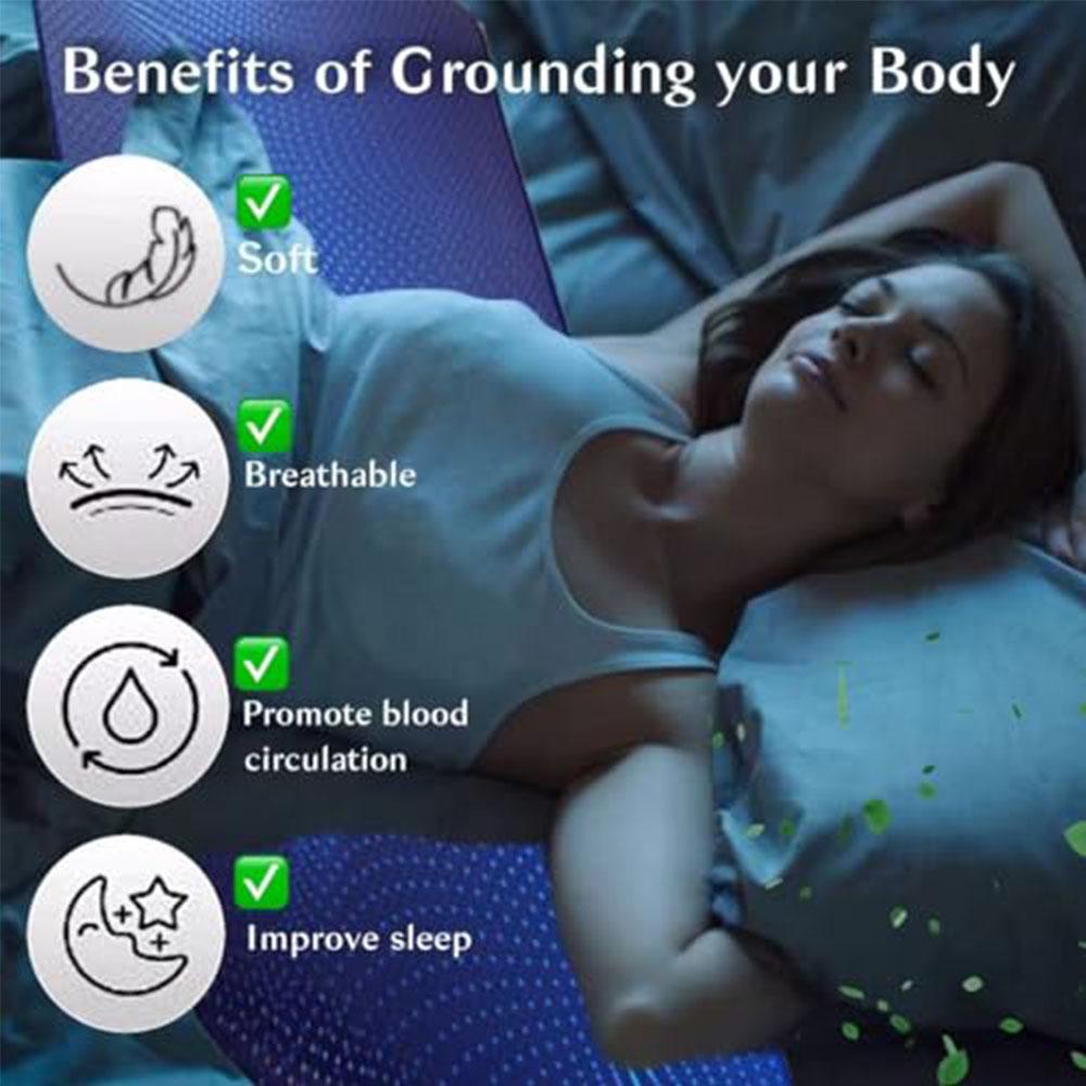 Grounding Mat for Bed Anti Slip PU Leather Grounding Pad with Grounding Cord Improves Sleep Relieves Stress & Pain