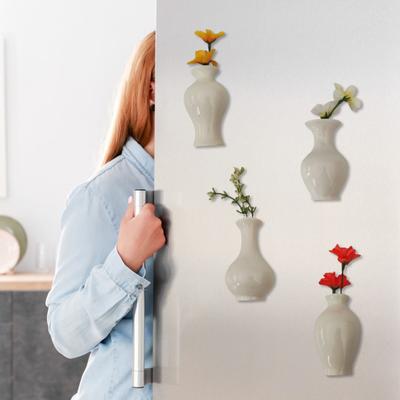 Mini-Keramikvase, Kühlschrankmagnet mit künstlicher Blume, für Zuhause, Büro, Küche, Spind, Kühlschrank, 3D-Miniatur-Blumenvase, magnetische Dekoration, Ornament