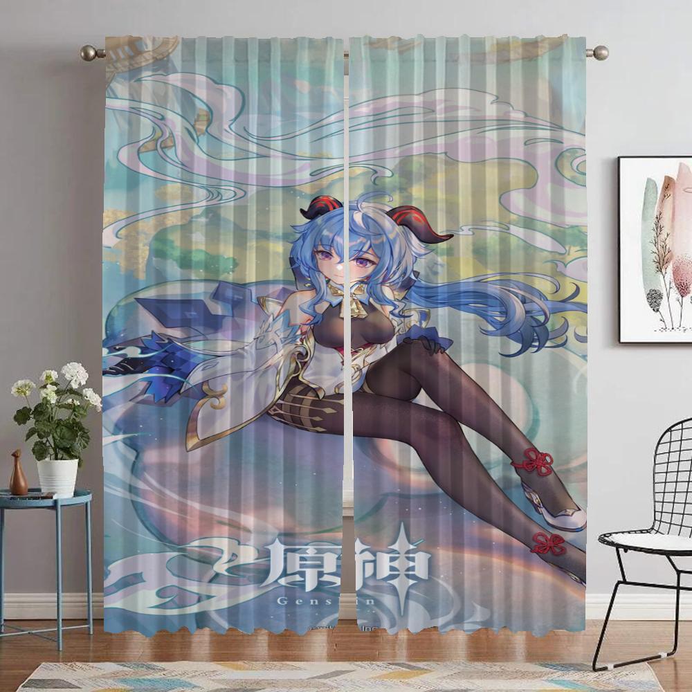 

Genshin Curtains for Living Room Curtain for Room 2 Panel Shades Partition Home Interior Curtains Kitchen Blackout Elegant Child W60xH90cmx2pcs-CL