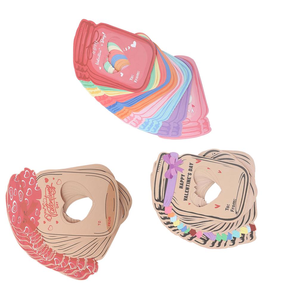 30PCS Valentines Day Cards for Kids Jar Gifts Exchange Valentine DIY Greeting Cards with Plastic Bag