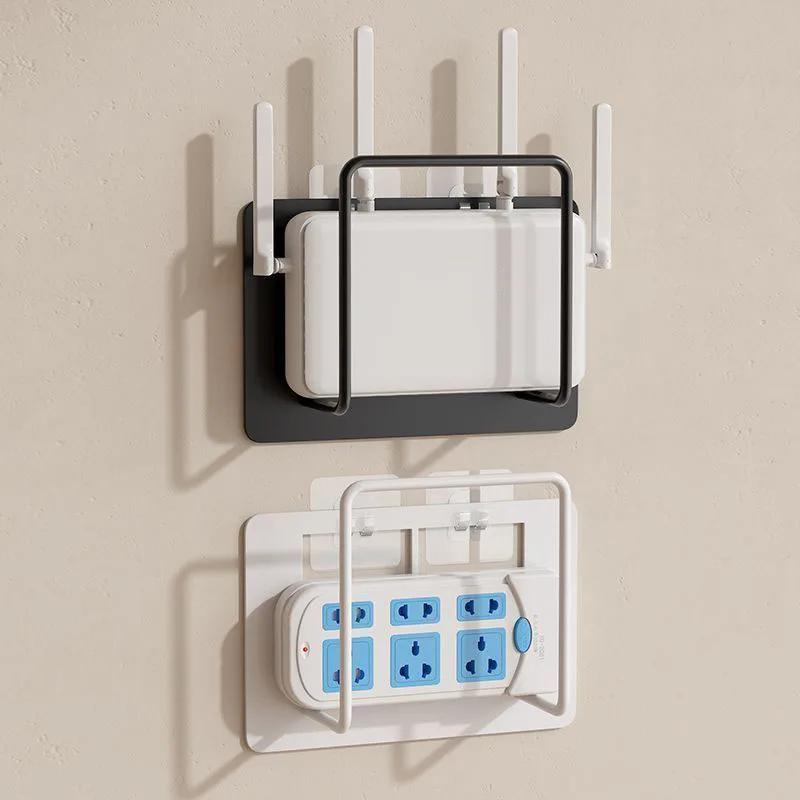 Wall Mount Router Stand Rack with Cable Management Design for Storage Box Bracket and Top Box, No Drilling Required, WiFi Rack,