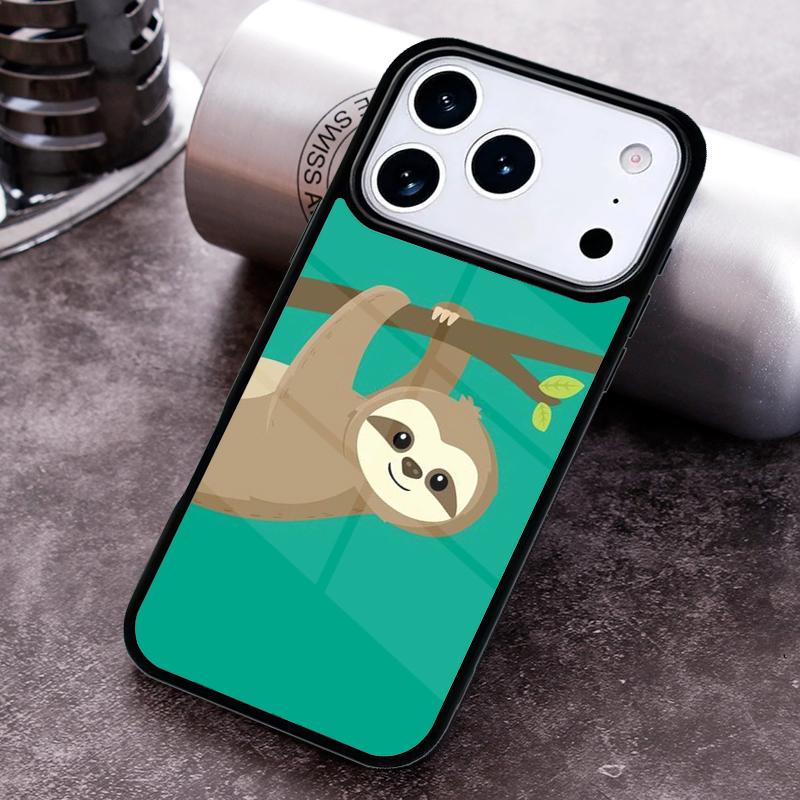 Kawaii Cute Sloth Phone Case for iPhone 17 16 15 Pro Max Air 14 13 12 11 Plus Shockproof Cover