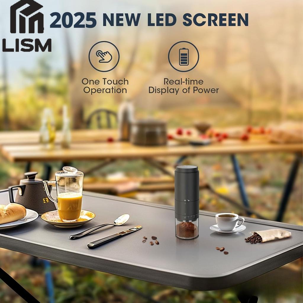 Portable Battery Powered Burr Coffee Grinder with 38 Adjustable Settings Rechargeable Coffee Bean Grinder with LED Display