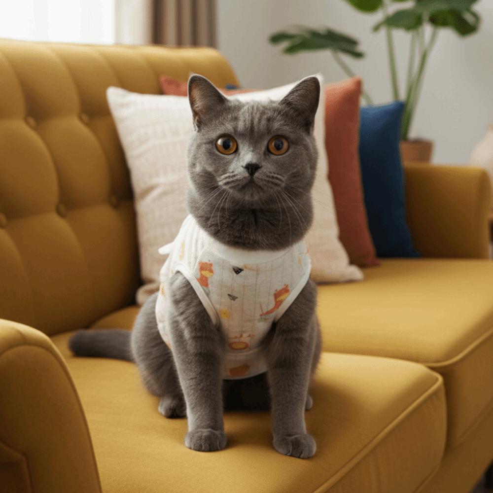 Animal Print Cat Weaning Suit Breathable Pet Anti-Lick Suit Pet Sterilization Suit  Post-Op Care
