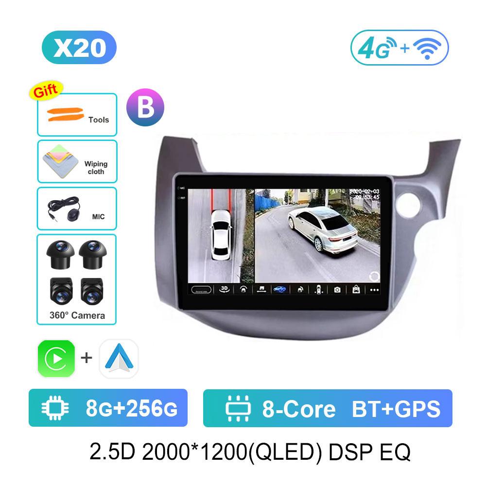 Bluetooth DSP Stereo Car Video Multimedia Player for HONDA FIT JAZZ 2008 - 2013 WiFi Android System 4G GPS QLED Touch Screen