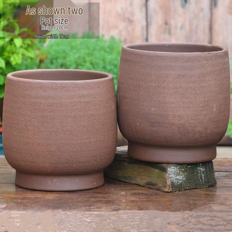Retro Handmade Large Ceramic Flower Pot for Succulents and Green Plants, Ideal for Home and Landscaping Use