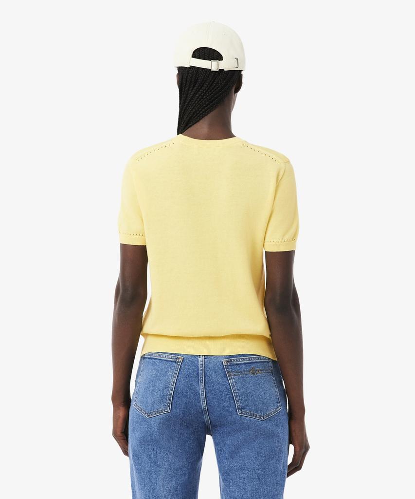 LACOSTE Women'S Light Cotton Short Sleeve Sweater Af5025-56G 107