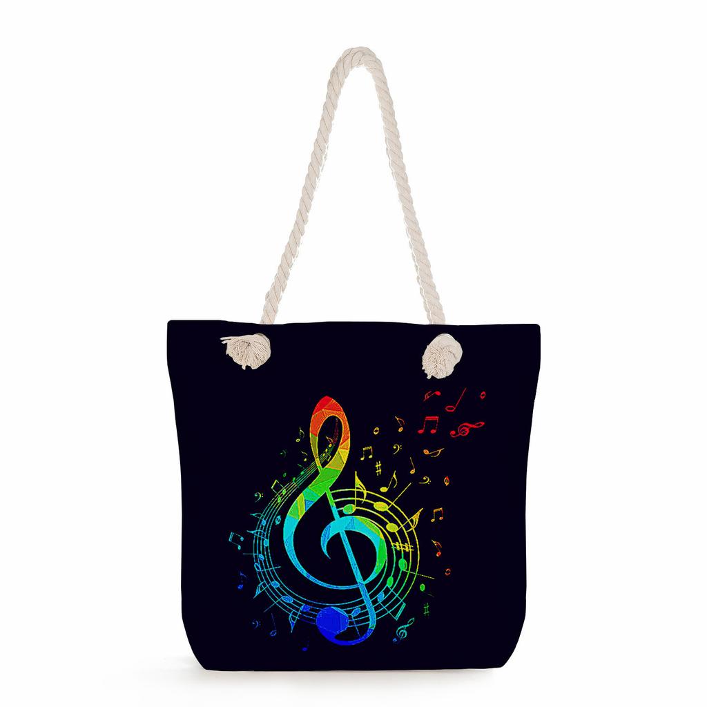 Multifunctional note Printed Thick Rope Shoulder Beach Bag Casual large capacity handbag 7611