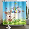Spring Easter Shower Curtain Happy Rabbit Bunny Eggs Flower Garden Floral Holiday Waterproof Bathroom Shower Curtain With Hooks