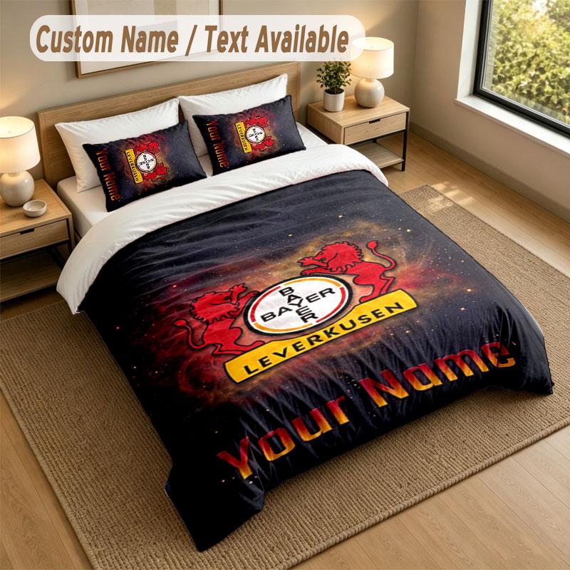Bettwäsche-Set 1 Bettbezug 2 Kissenbezüge Bayer Leverkusen Fußball-Print Weiche Bettwäsche Schlafzimmer-Dekoration
