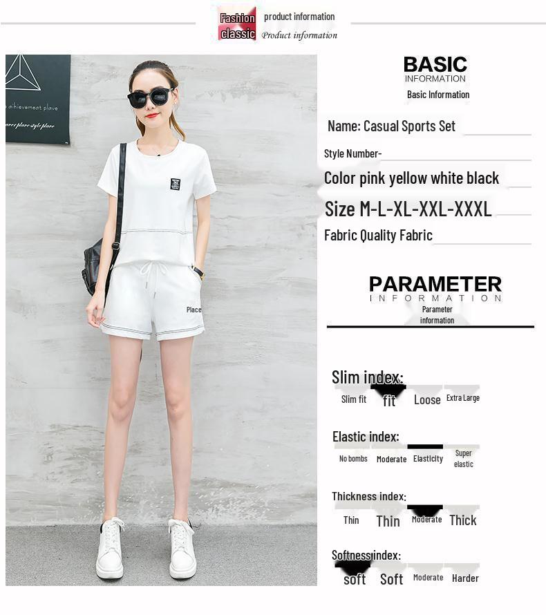 Women's Korean Style Summer Two-Piece Set: Loose Short Sleeve T-shirt & Shorts Casual Sportswear