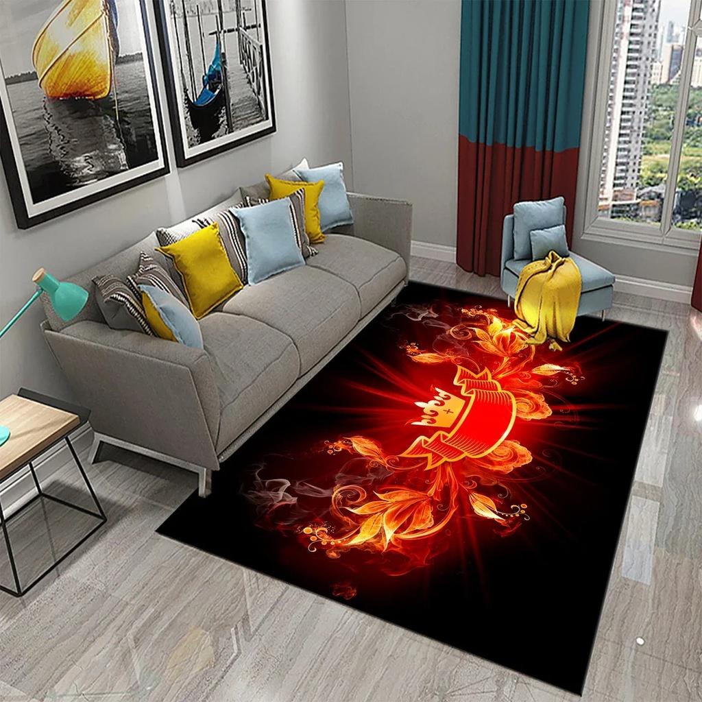3D Luxury Skull Crown Carpet Living Room Bedroom Kids Crawling Decor Floor Rug Bathroom Kitchen Entrance Non-Slip