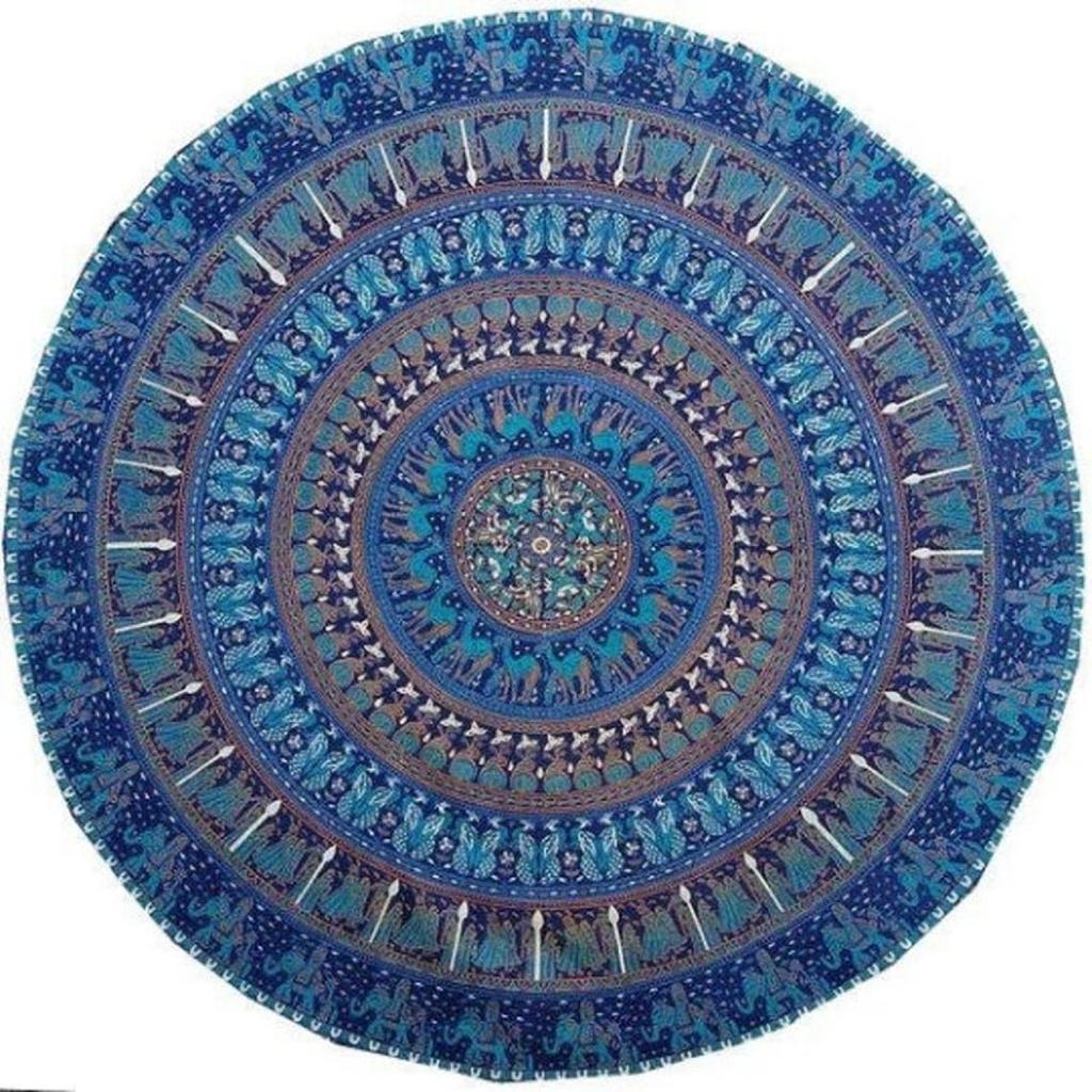 Indian Mandala Circle Round Roundie Beach Picnic Throw Table Cloth Boho Hippie Blanket Bohemian Yoga Mat Throw Handmade Tablecloth Throw