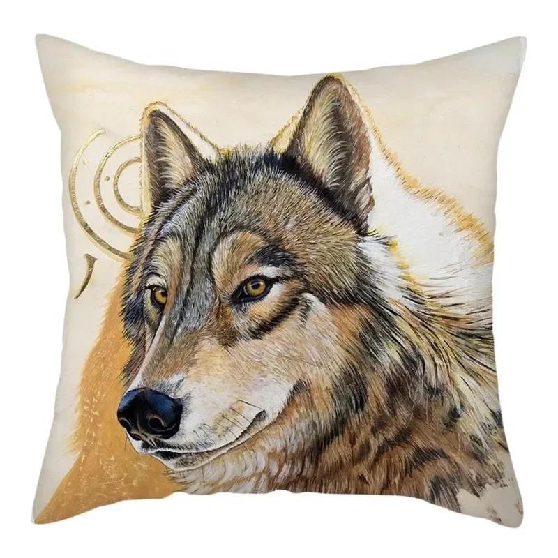 Wilder Wolf-Foto-Kissenbezug, wilder Tier-Kissenbezug, bedruckter Überwurf-Kissenbezug, neu für Zuhause, Sofa, dekoratives Kissen