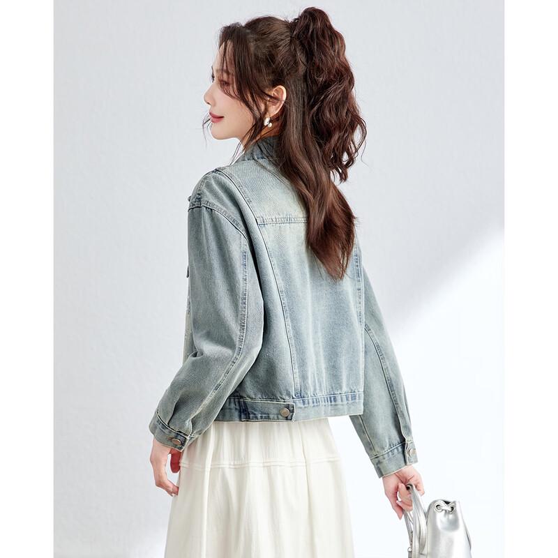 TERRE BLEUE Women's Beaded Denim Jacket