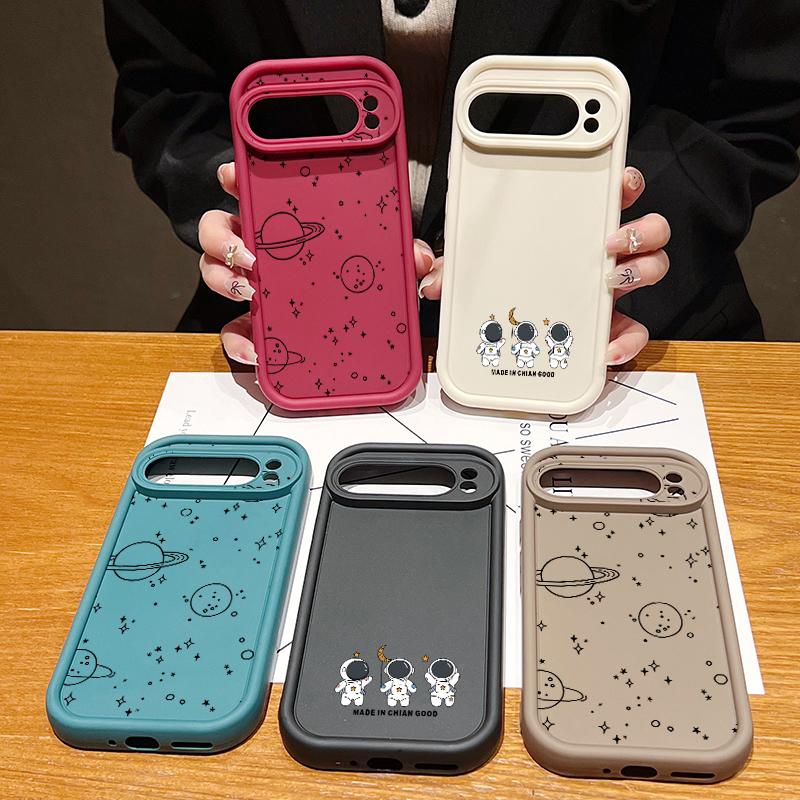 Niedlicher Planet Star Astronaut Print TPU Stoßfeste Hülle für Google Pixel 9 Pro XL 8 Pro 8A Linsenschutz Matte Soft Phone Cover